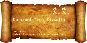 Korcsmáros Klaudia névjegykártya